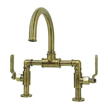 KINGSTON BRASS KINGSTON BRASS KS2173KL Whitaker Industrial Bridge Faucet Antique Brass — product photo