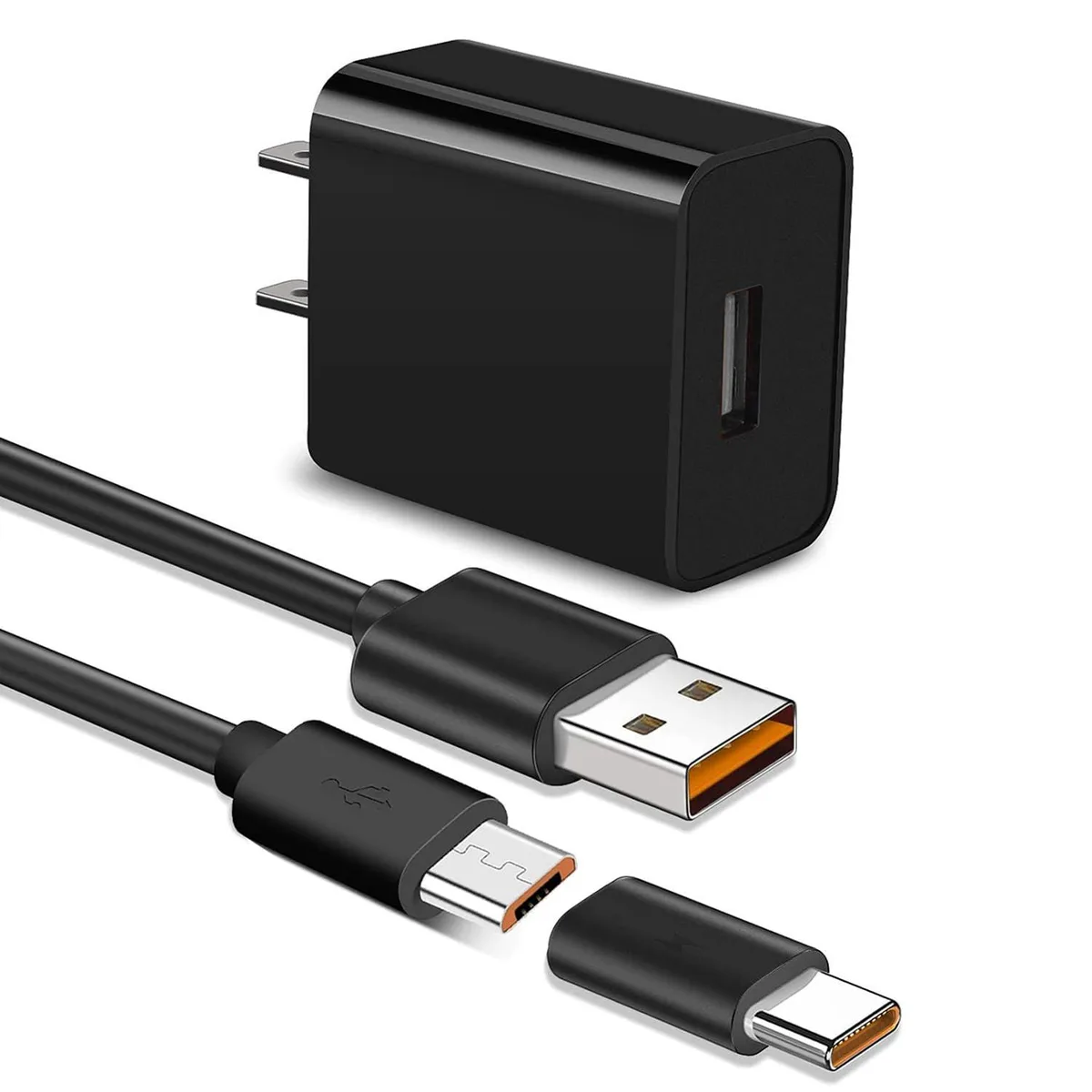 Orange Belkin Micro-USB wall charger with 1.5m cable and Type-C adapter