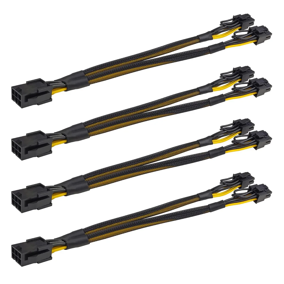 Vszerda Vszerda 4 Pack PCIe Splitter 6 Pin Female to Dual 8 Pin (6+2) Male 24cm computer power cord — product photo