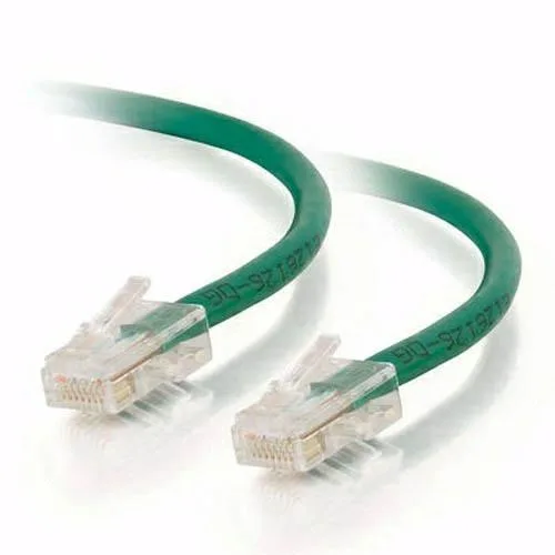 Green 25 ft Cat5e ethernet patch cable with clear connectors