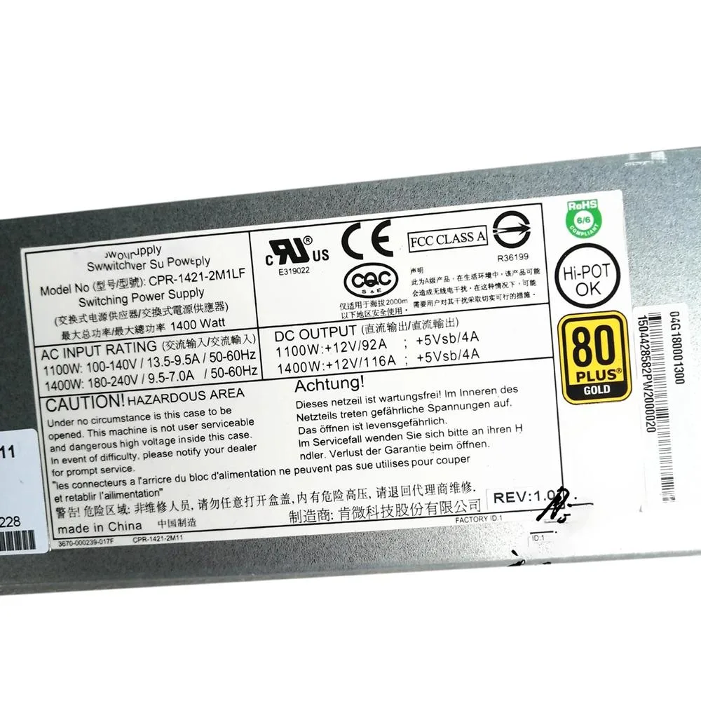 KHACHIMO KHACHIMO Server Power Supply for CPR-1421-2M1LF 12V 116A 1400W — product photo