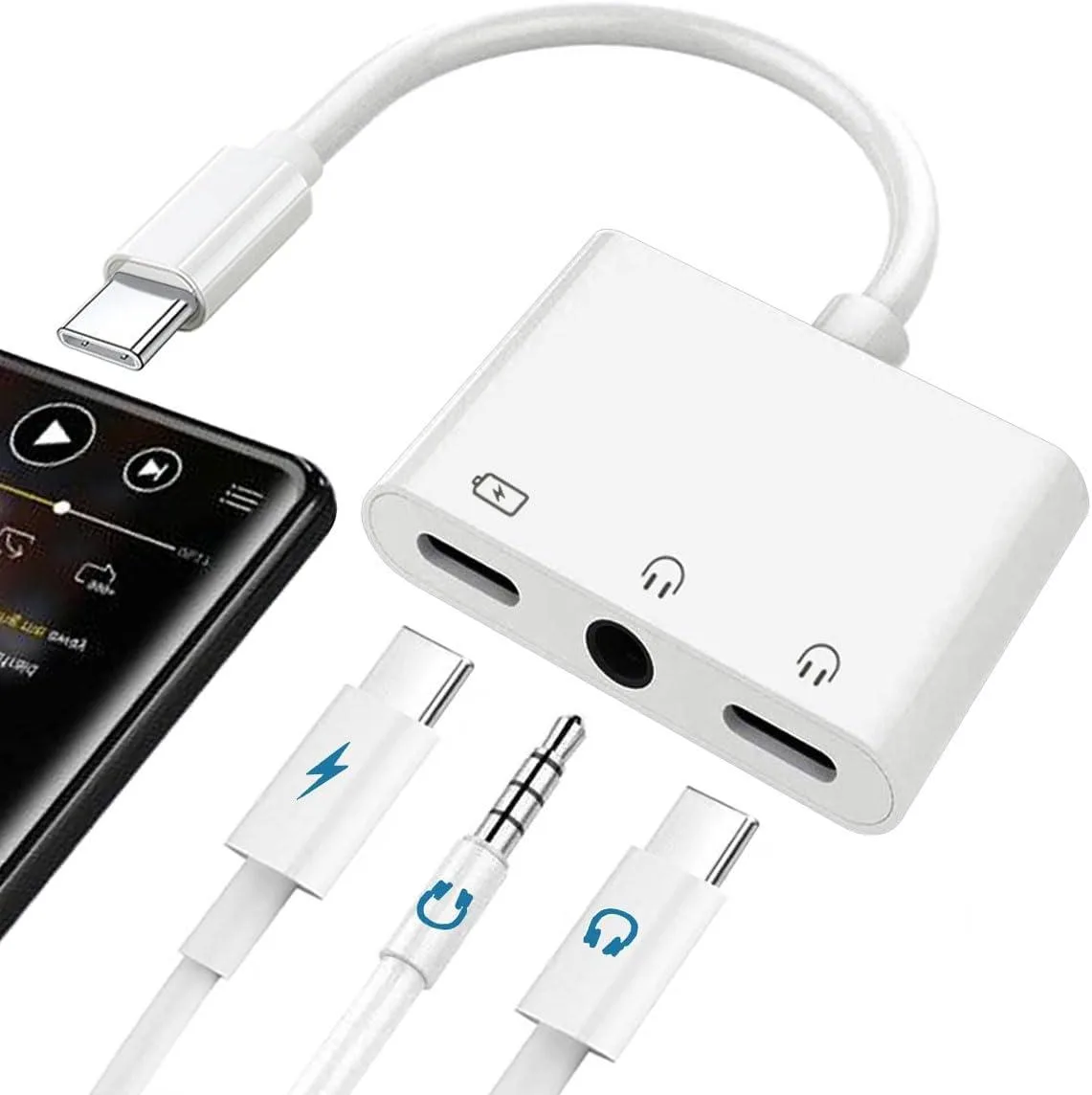 JPWEB JPWEB USB-C to 3.5mm Headphone and Charge Adapter 3-in-1 — product photo