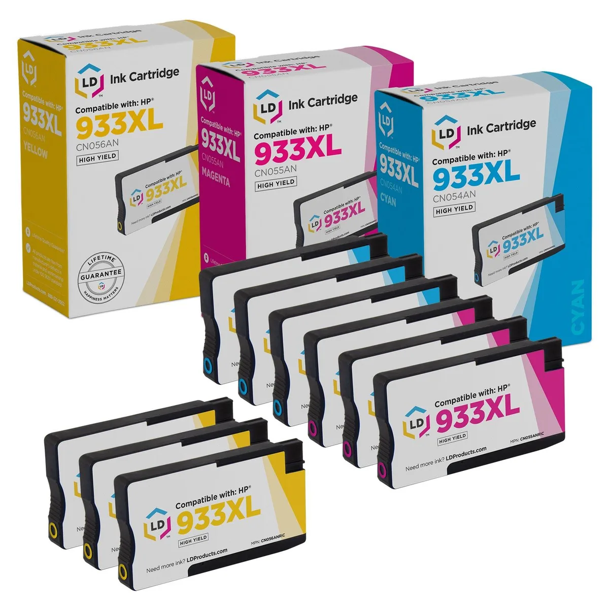 LD Products LD Products Remanufactured HP 933XL Ink Cartridges 9-Pack (3 Cyan, 3 Magenta, 3 Yellow) — product photo