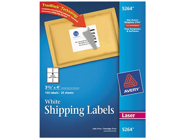 Avery Avery 5264 TrueBlock Shipping Labels 150 Labels 25 Sheets — product photo
