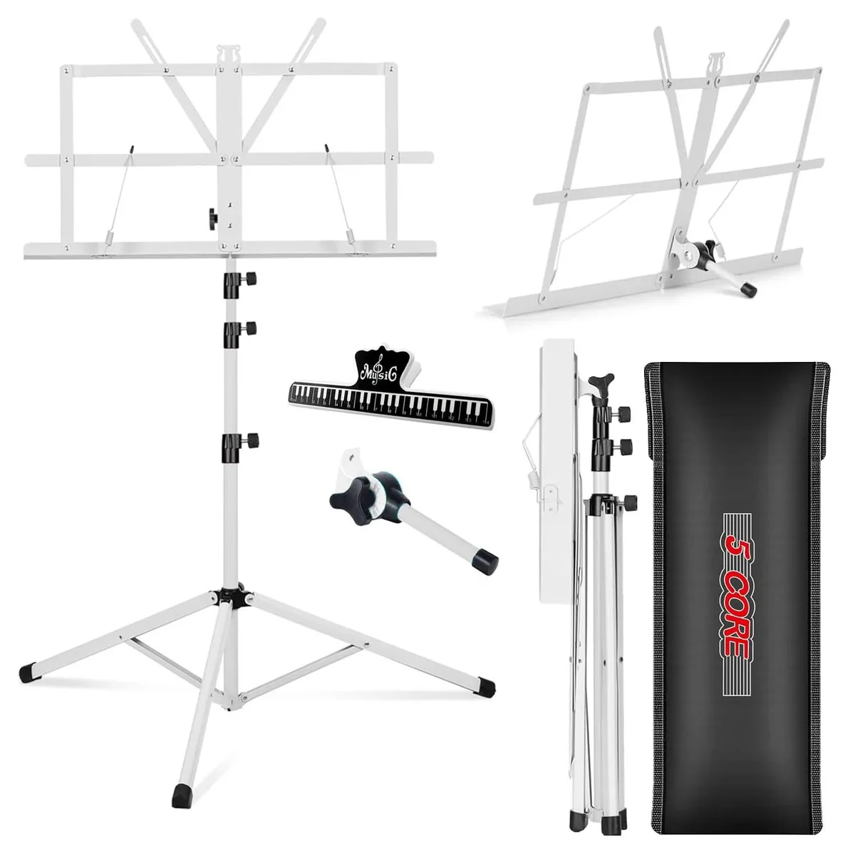 5 Core 5 Core MUS FLD 4S WH Music Stand White 28-67 Inch — product photo