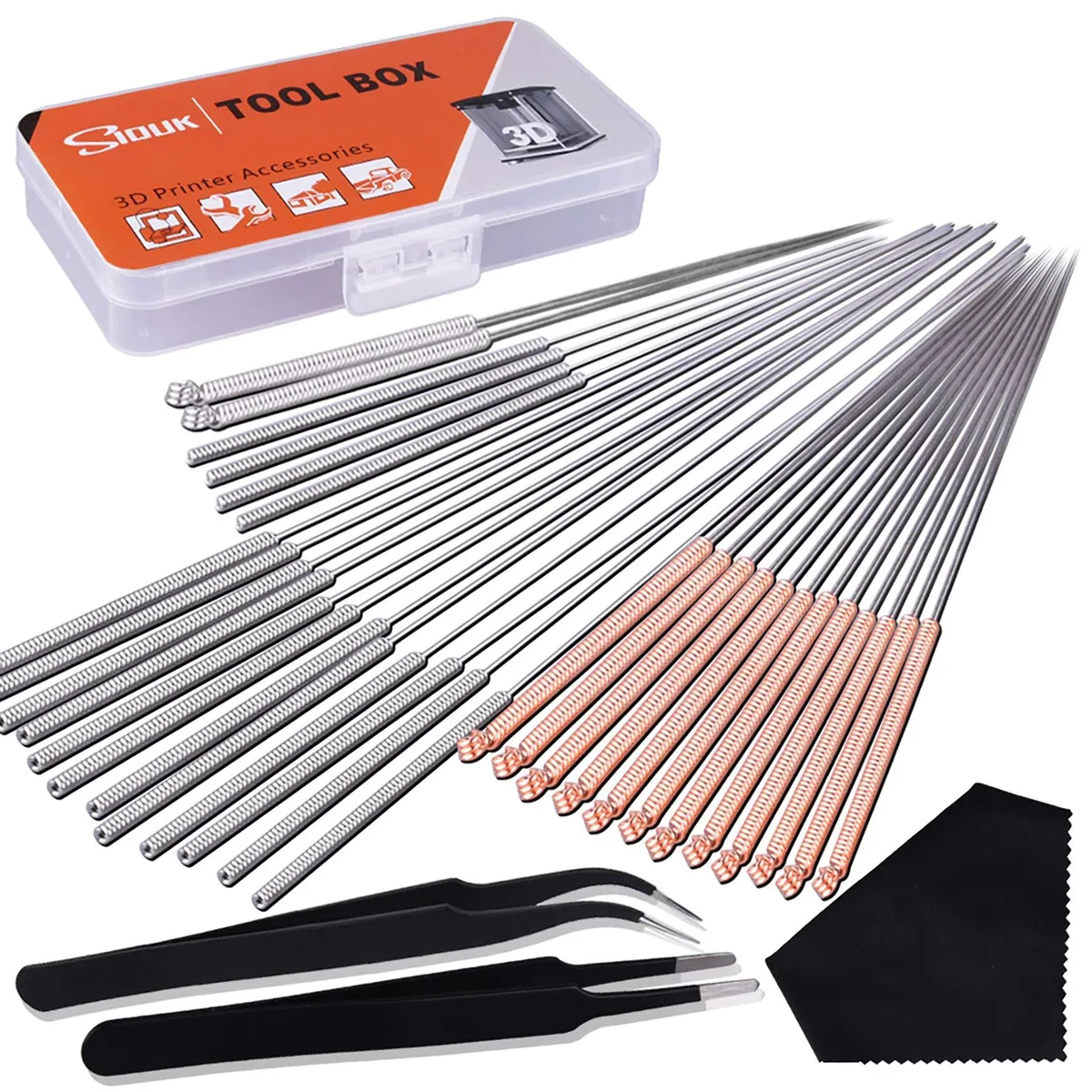  SIQUK SC-18-013 33 Pcs Nozzle Cleaning Kit 30 Needles 0.15-0.5mm 2 Tweezers Cloth — product photo