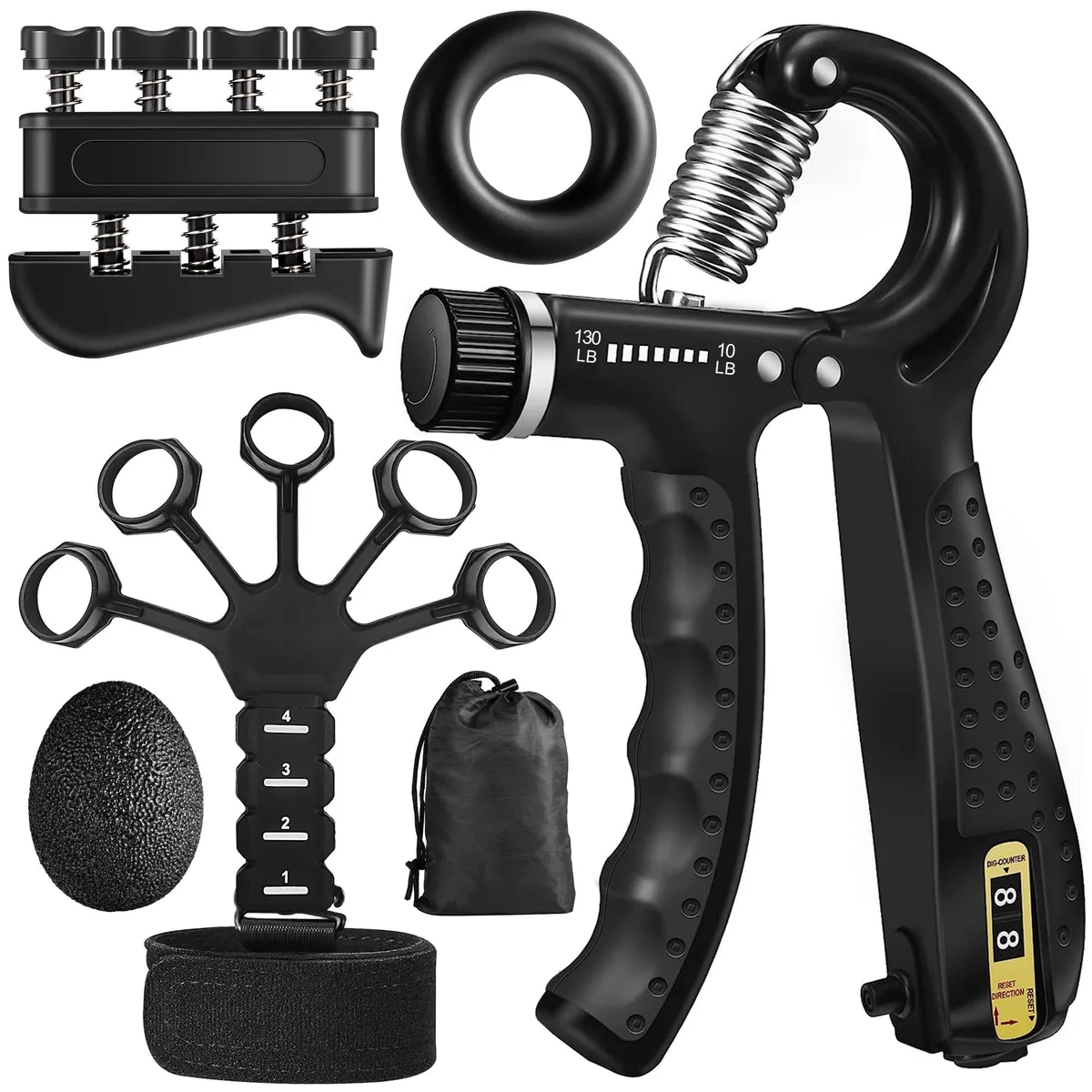  WATMAID TADAKAZU Grip Strength Trainer Kit 5 Pack 10-130 lbs Black 49201600 — product photo