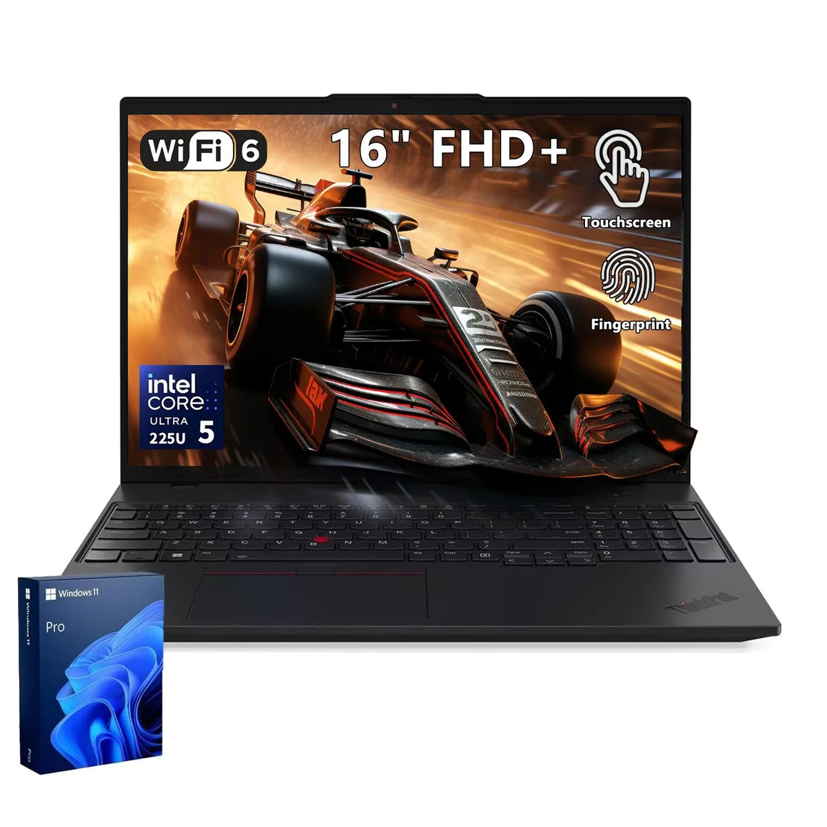 Lenovo Lenovo ThinkPad L16 AI laptop, Core Ultra 5 225U, 64GB DDR5, 1TB, 16" FHD+ touchscreen, Black — product photo