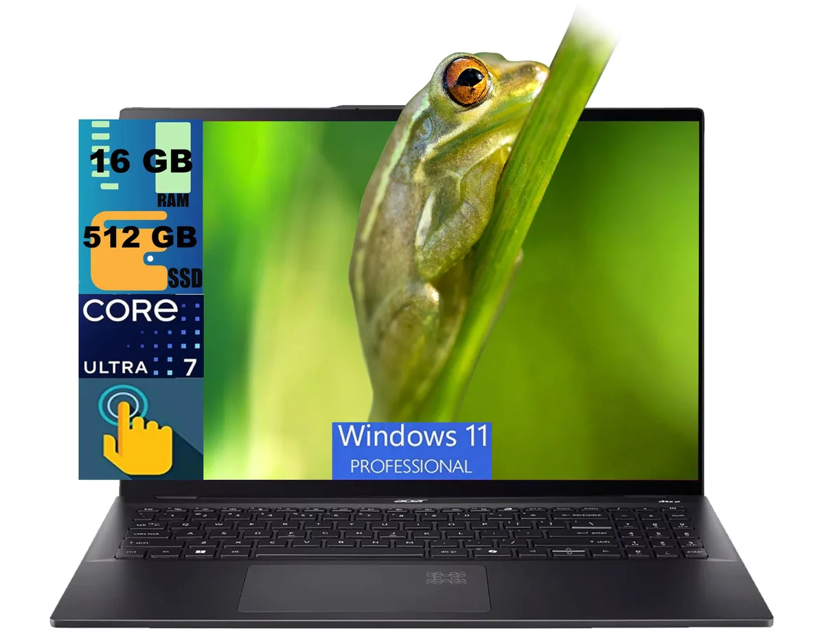 Acer America Acer America Swift 16 laptop Ultra 7 256V 16GB 512GB 16 3K OLED 120Hz touch Pro — product photo