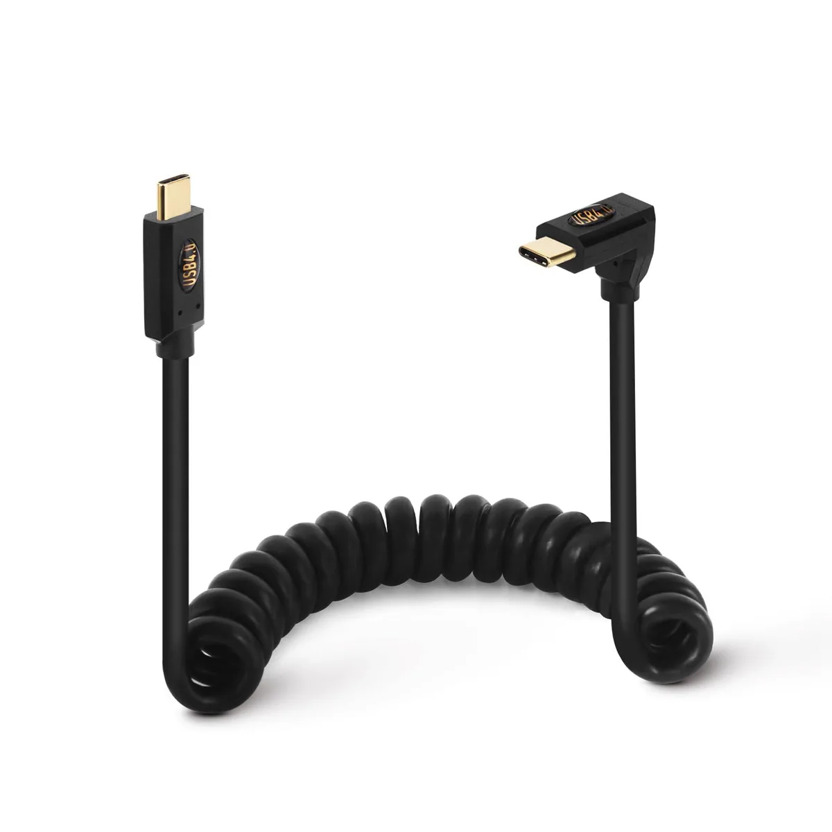 BUCIER BUCIER BYC USB 4.0 Type C Coiled Cable 3.9ft 40Gbps 240W 8K@60Hz Thunderbolt 4/3 Male-to-Male Black — product photo