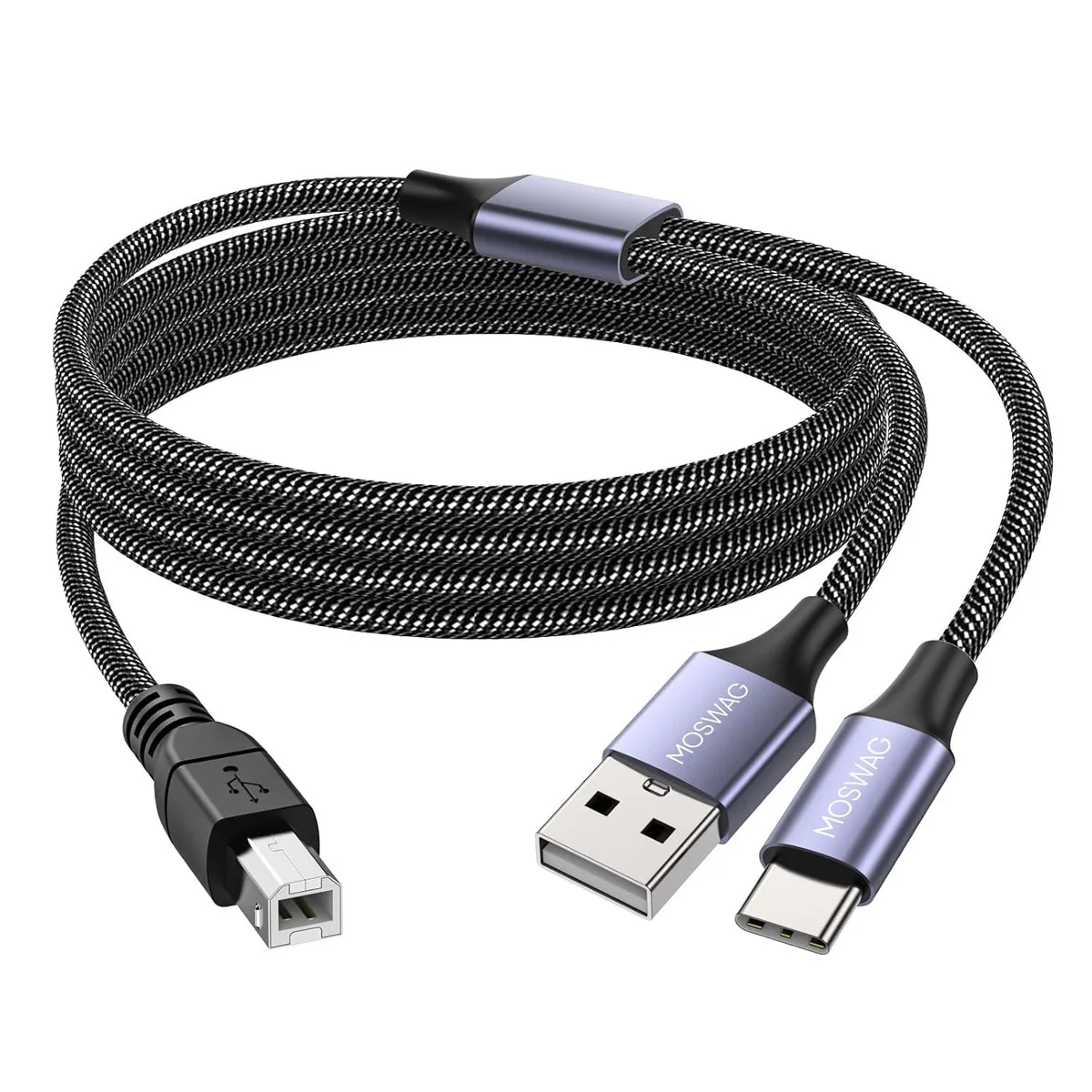 Kootion Kootion 2-in-1 USB-C to USB-B &amp; USB-A to USB-B Printer Cable 1.5 m — product photo