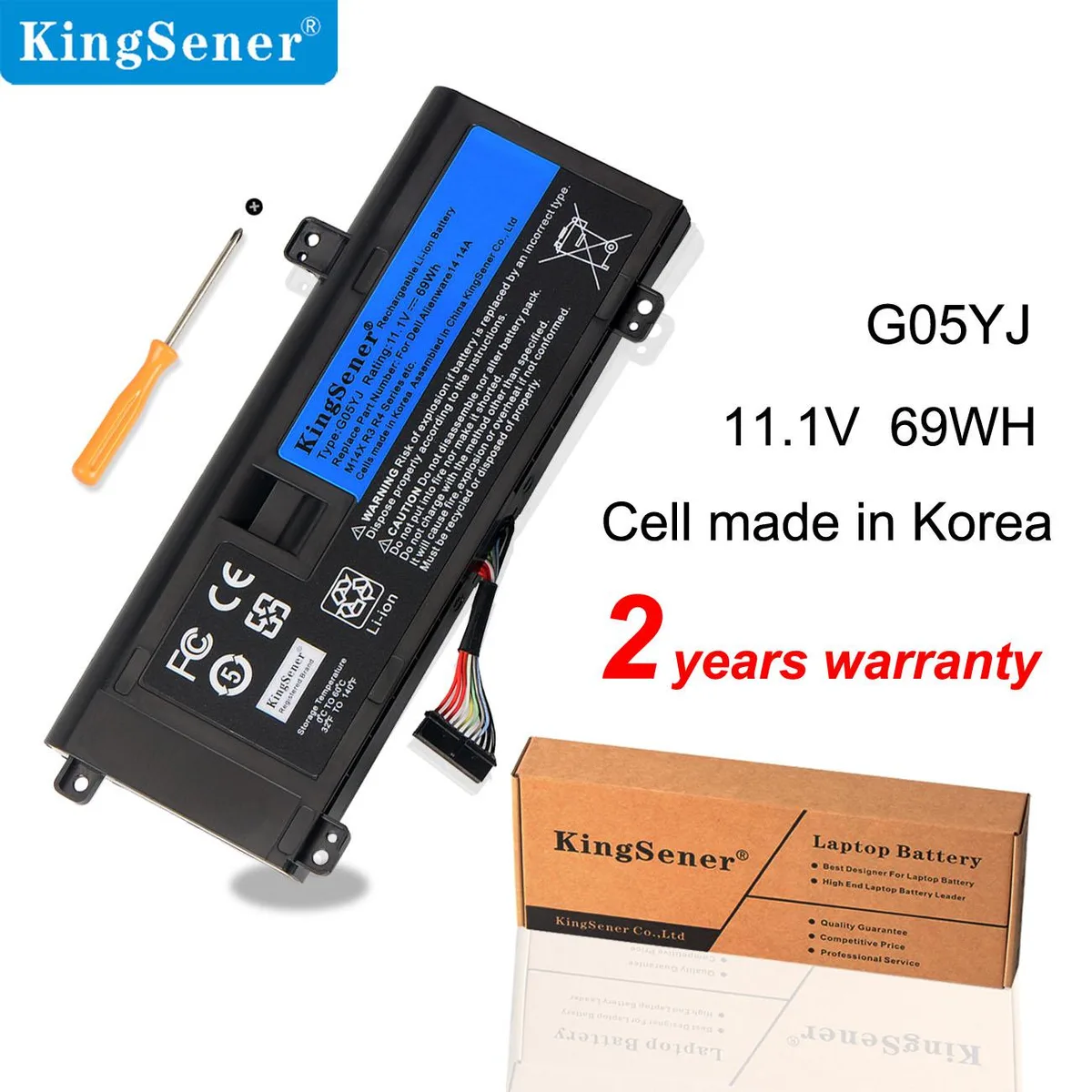 KingSener KingSener 0G05YJ laptop battery 69WH 11.1V for Dell Alienware 14 M14X R3 R4 — product photo