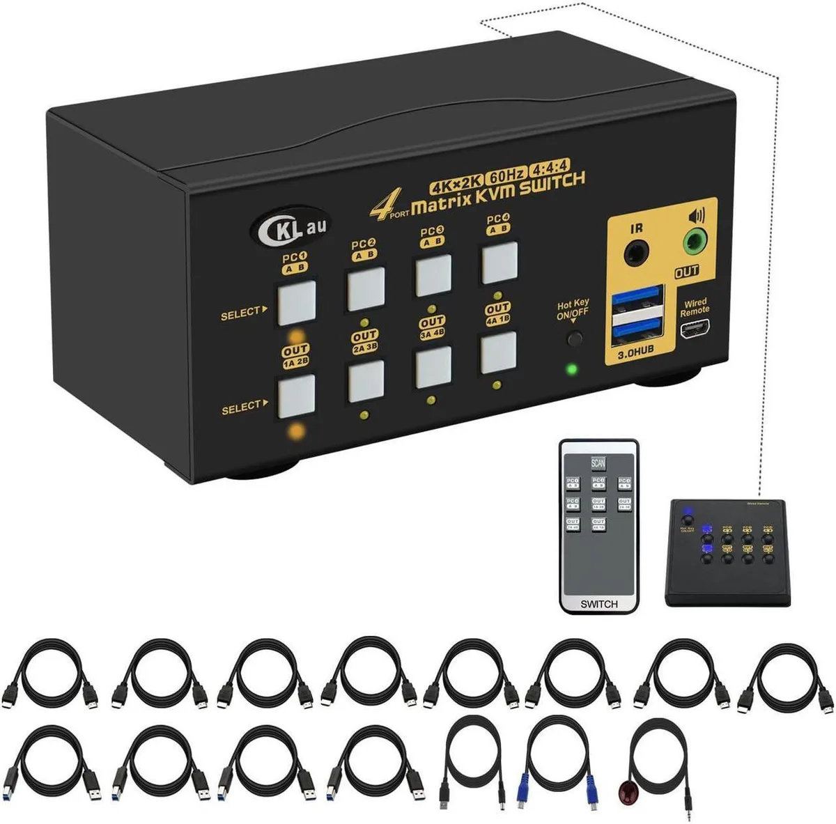 Vszerda Vszerda USB 3.0 4x2 Matrix Dual Monitor KVM Switch 4K@60Hz — product photo