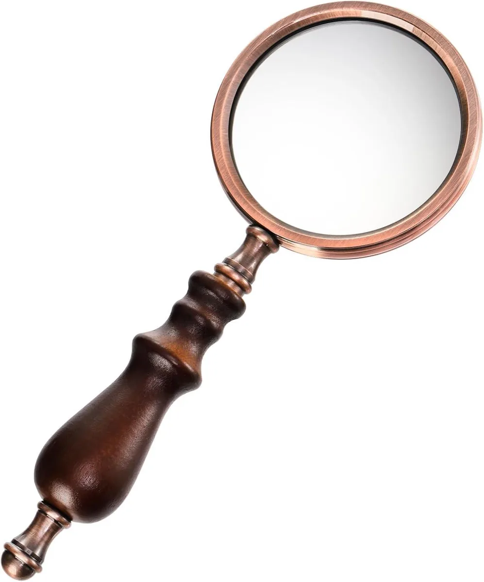 Hiceeden Hi-MagnifyingGlass 10x Brass Handheld Magnifier Wooden Handle — product photo