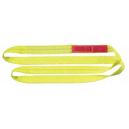 Yellow polyester web sling 12 ft long 2 in wide two plies 5/16 in thick