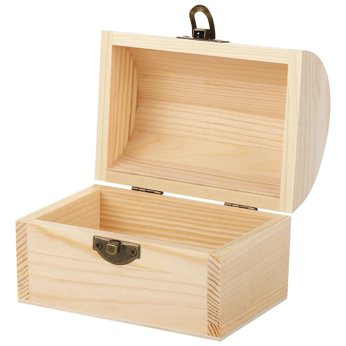 Unfinished Wood Treasure Chest Pine Toy Storage 4.7 x 3.1 x 3.5 inch — product photo