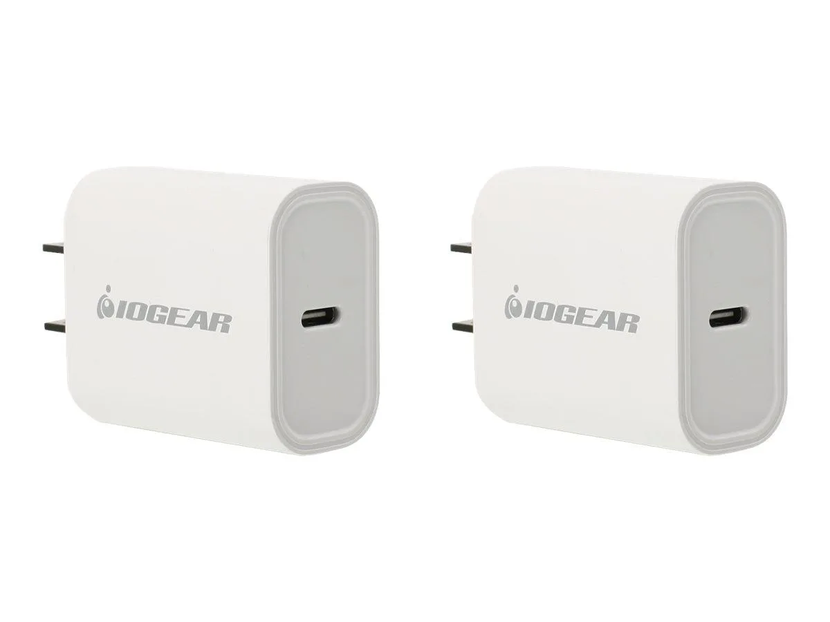 IOGEAR IOGEAR GearPower Compact USB-C 20W Charger Twin Pack — product photo