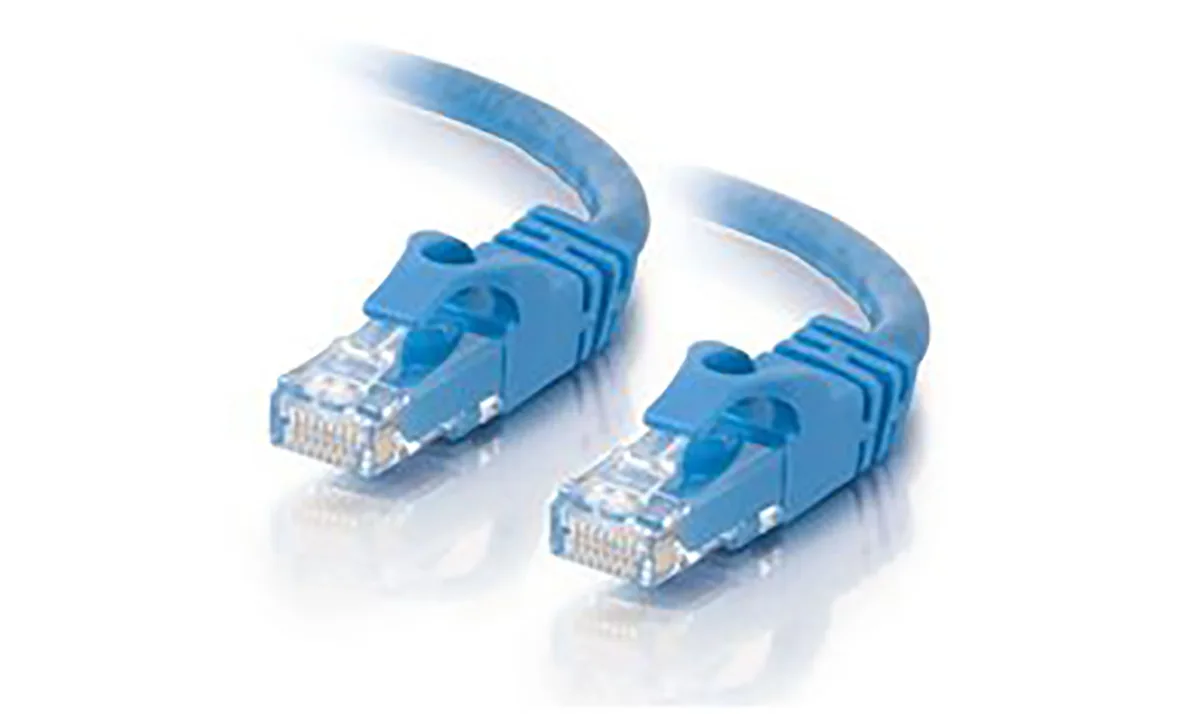 Blue Cat6 patch cable with molded RJ45 connectors