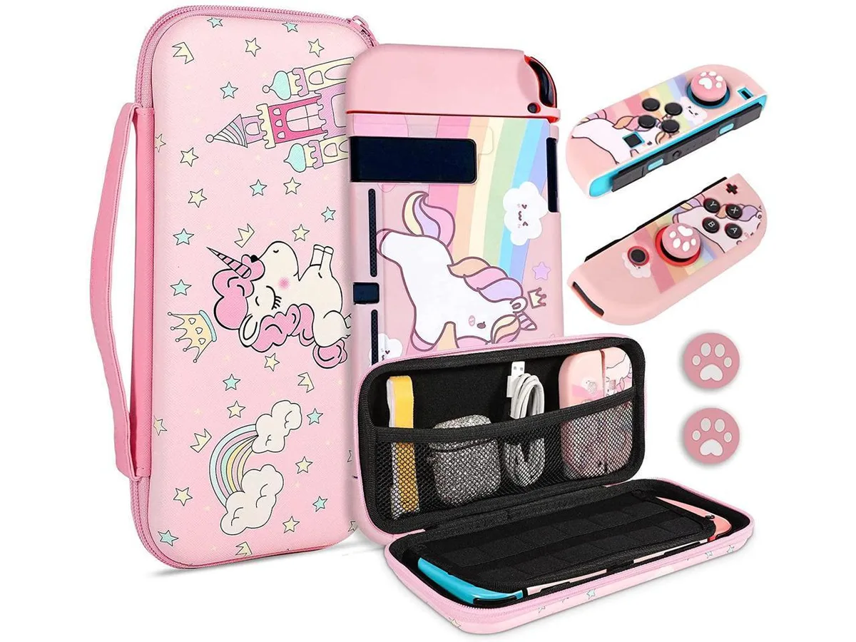 BONAEVER BONAEVER Unicorn Hard Carrying Case for Nintendo Switch Pink Laptop Case — product photo