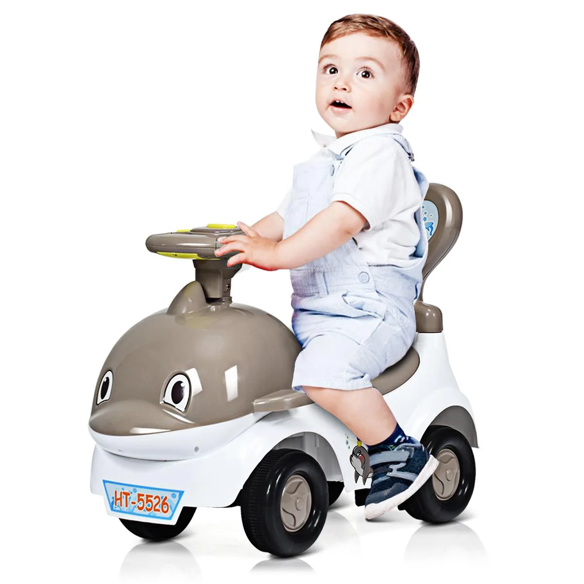 Costway Costway 3-in-1 Baby Walker Sliding Car Pushing Cart Grey — product photo