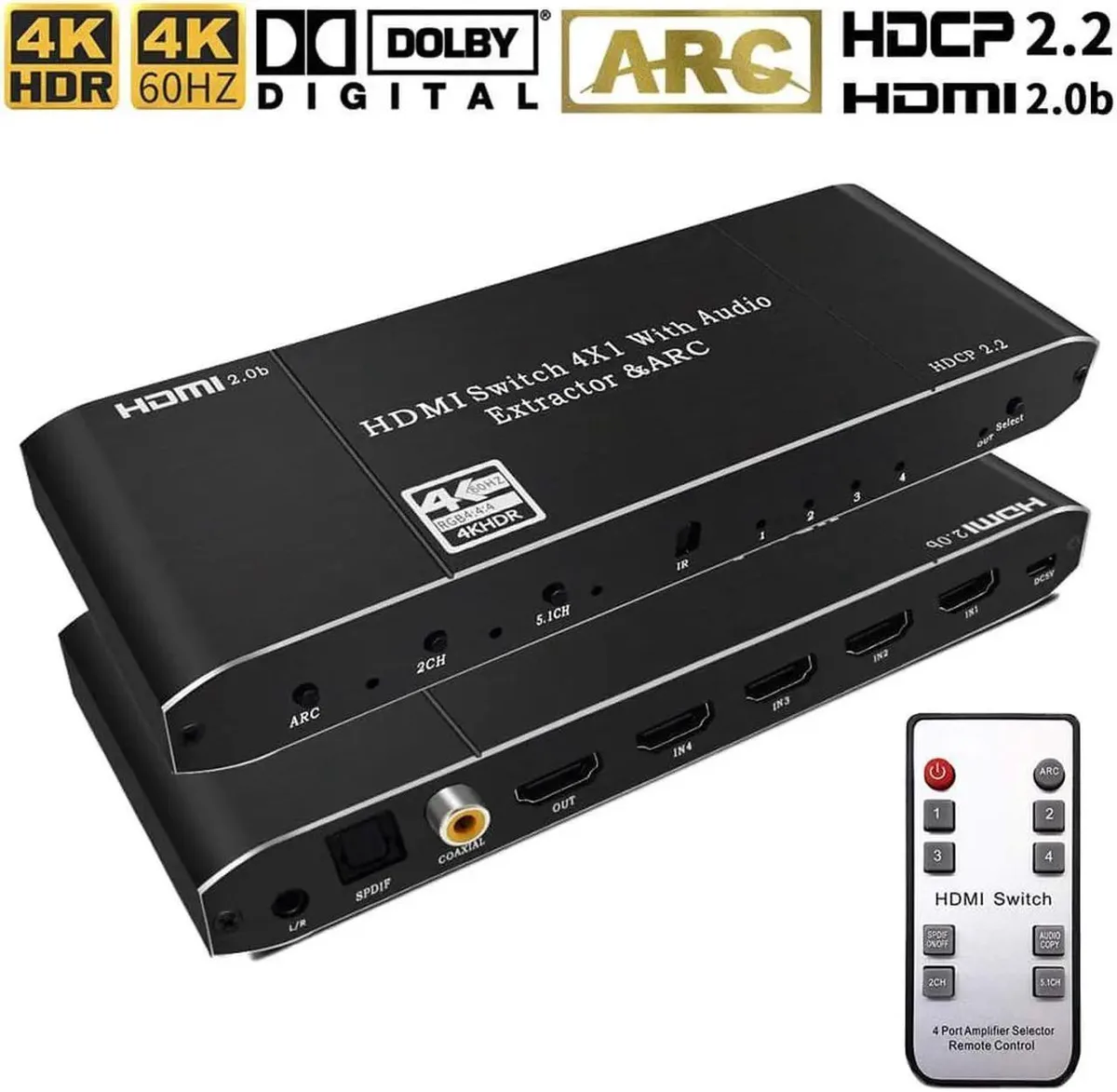 Vszerda Vszerda 4×1 HDMI Switch Audio Extractor 4K60 ARC — product photo