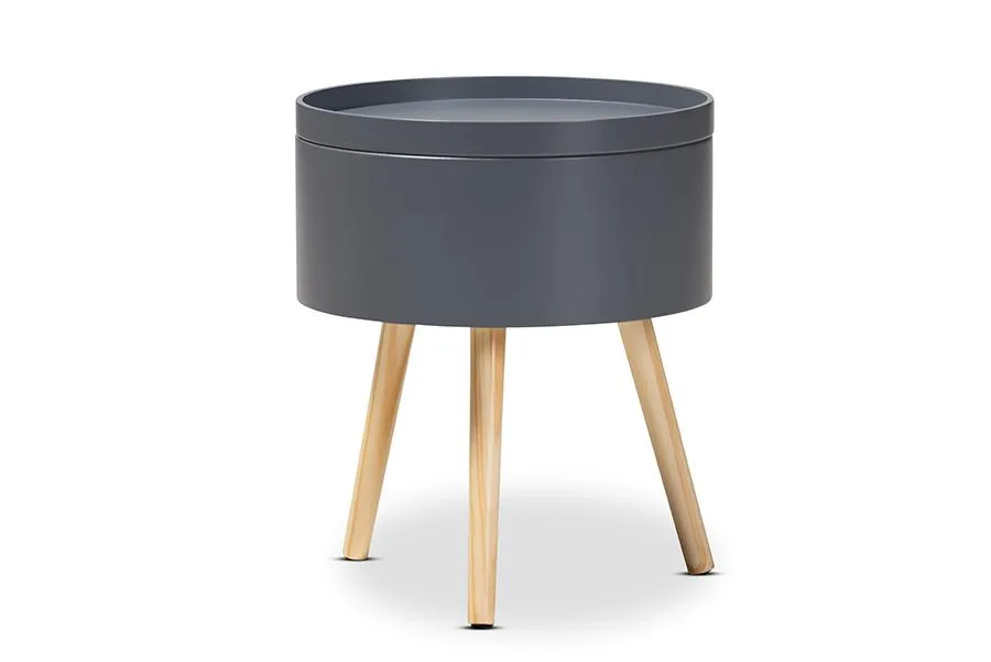 Baxton Studio Baxton Studio Sherwin Light Brown &amp; Black 1-Drawer End Table with Woven Rattan — product photo