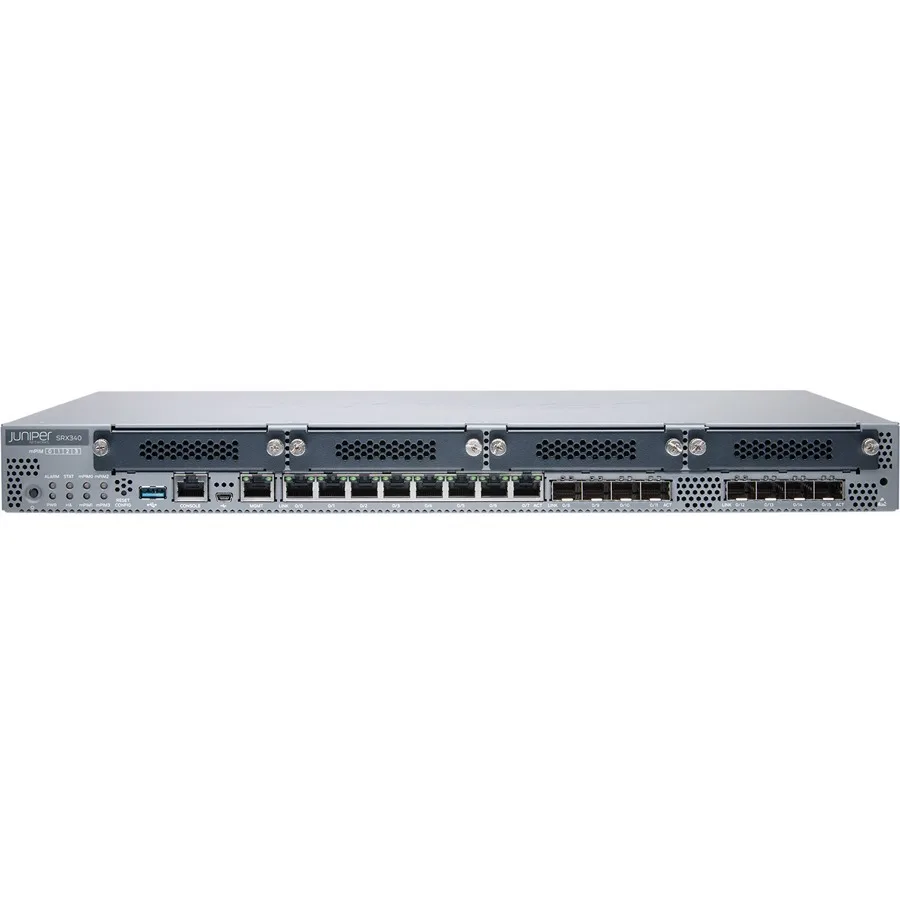 HPE Juniper Networking HPE Juniper Networking SRX340-SYS-JB firewall appliance 1U 16x1GbE 4GB RAM 8GB storage — product photo