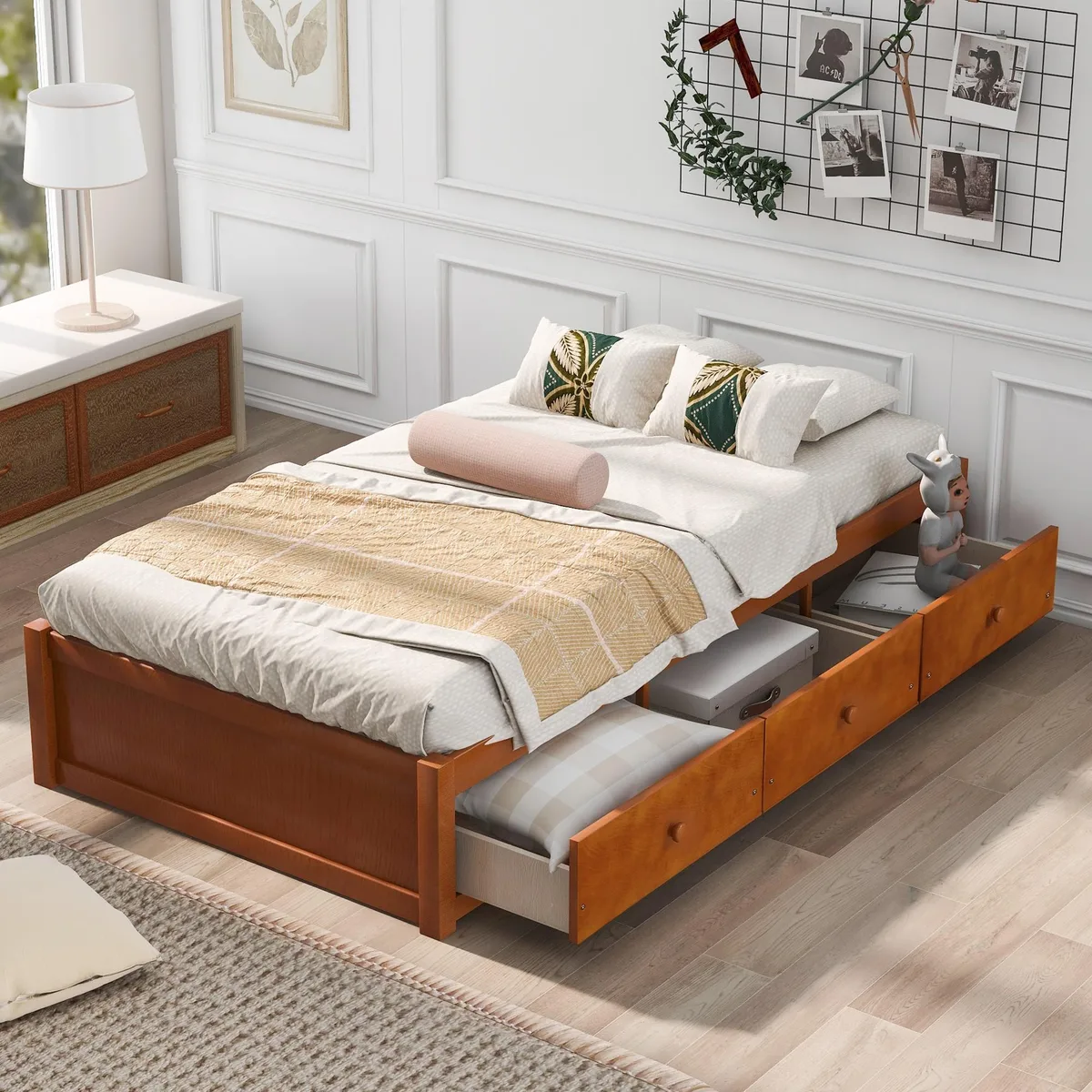 tuphen tuphen Twin Platform Storage Bed 3 Drawers Espresso 10 Slats 200lbs — product photo