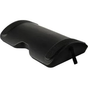 Black rectangular footrest with textured surface, rocking base, toe-lift tab and carry strap