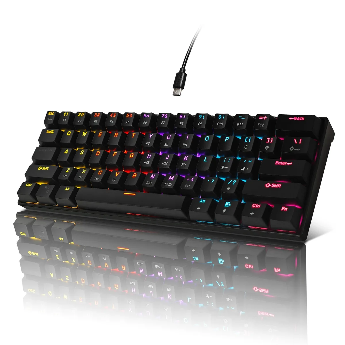 DNBeffulgent DNBeffulgent 61-Key Mechanical Gaming Keyboard Blue Switches 26-Mode RGB Wired — product photo