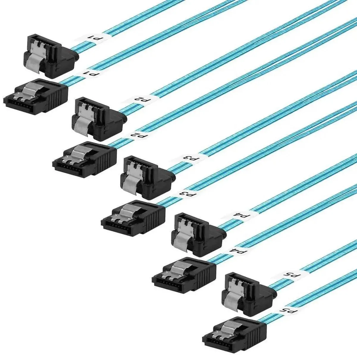 SMUGDESK SMUGDESK 5 Pack 0.5M 90 Degree SATA III Data Cables Blue — product photo