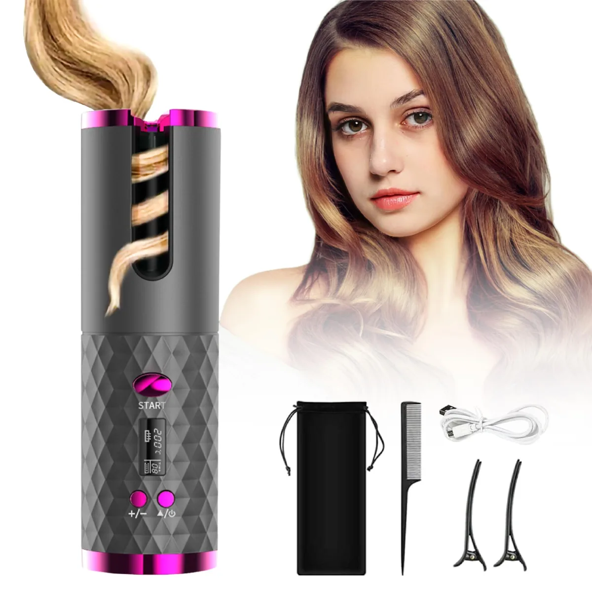  DOORTIAN Cordless Automatic Curling Iron Gray 8.07 Inch — product photo