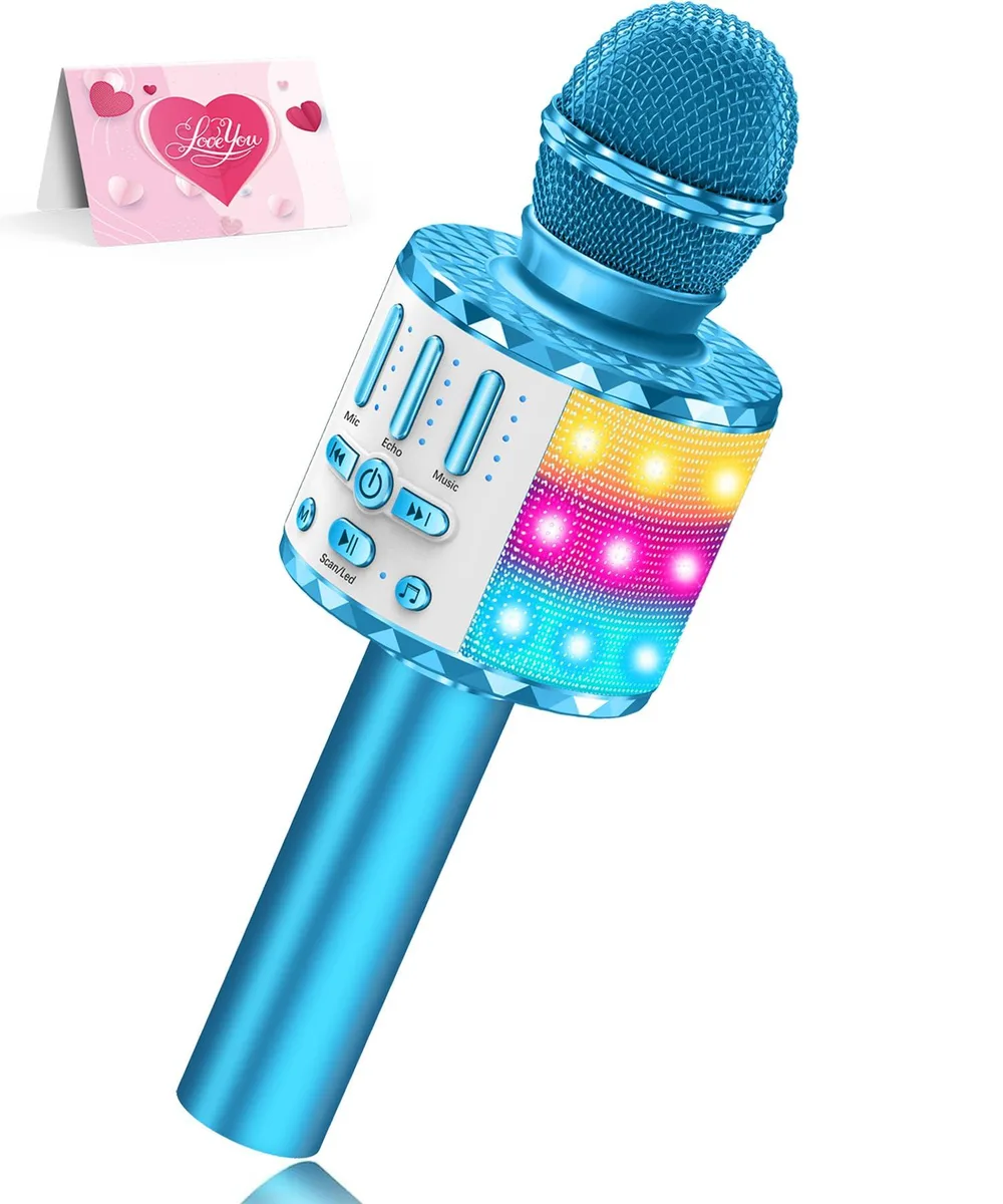 MicQutr Kids Karaoke Microphone Blue Bluetooth 5.3 — product photo