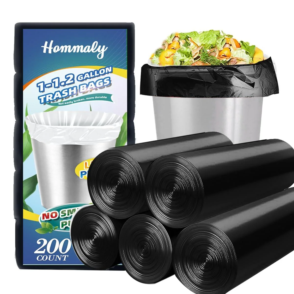 Boxed roll pack of 200 small black polyethylene bags