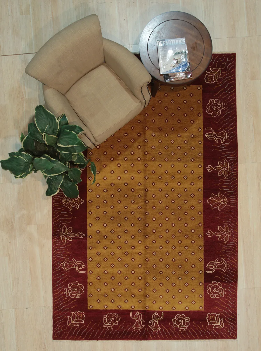 EORC EORC Handmade Wool Ningxia Rug Yellow 6' x 9 — product photo