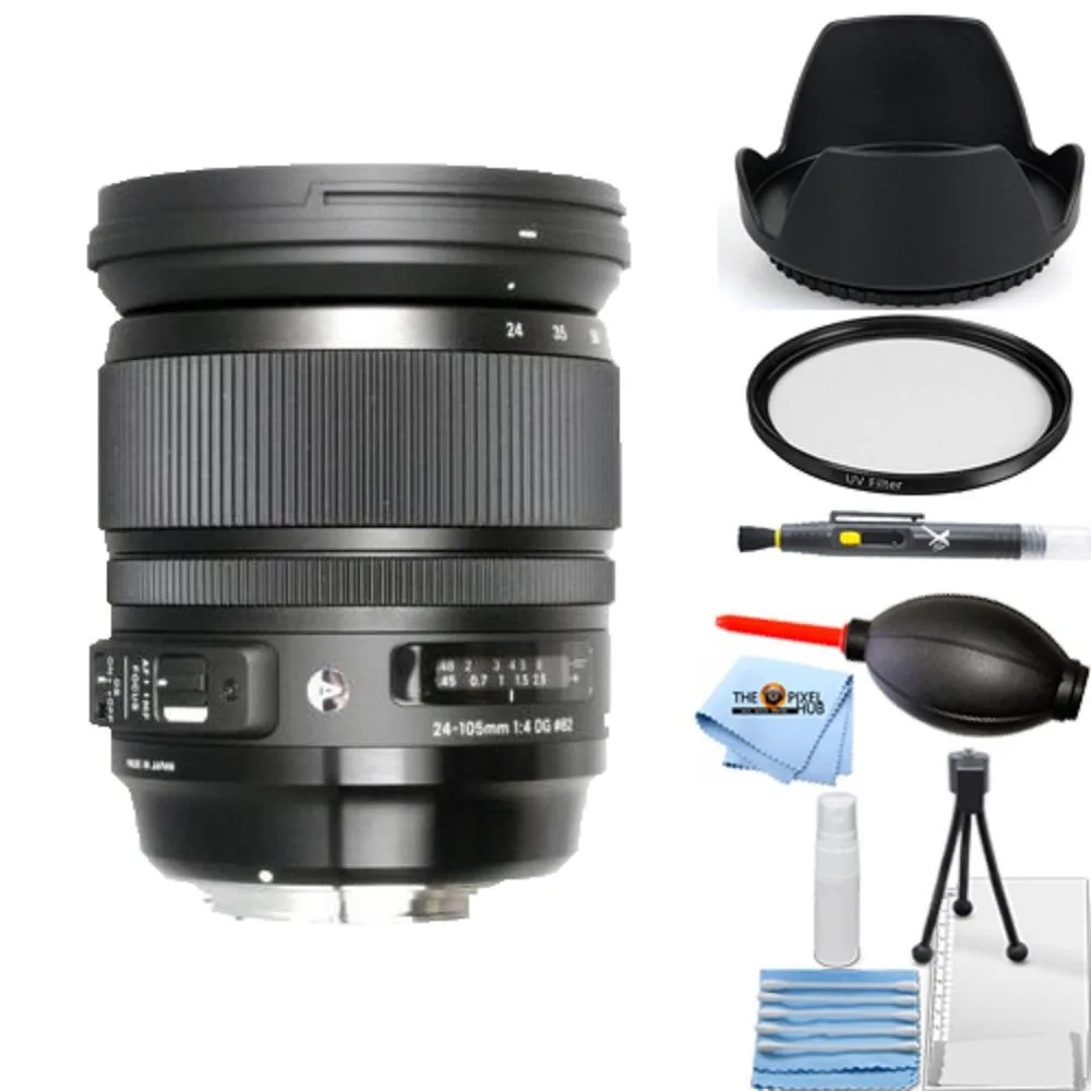 SIGMA Sigma 24-105mm F/4 DG OS HSM Art Lens for Nikon 635-306 with 7PC Accessory Bundle — product photo