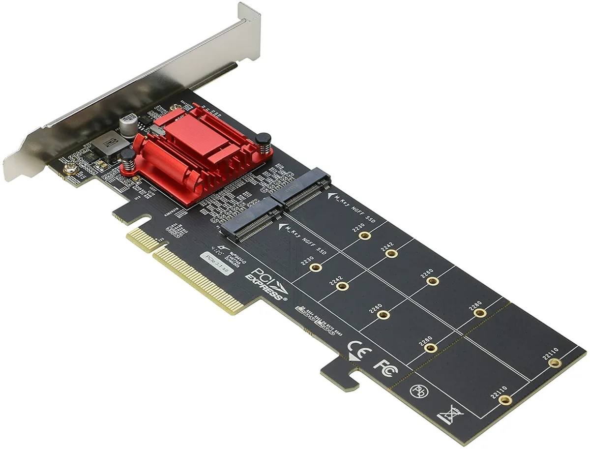 RIITOP RIITOP Dual NVMe PCIe Adapter ASM2812 x8/x16 2230-22110 — product photo