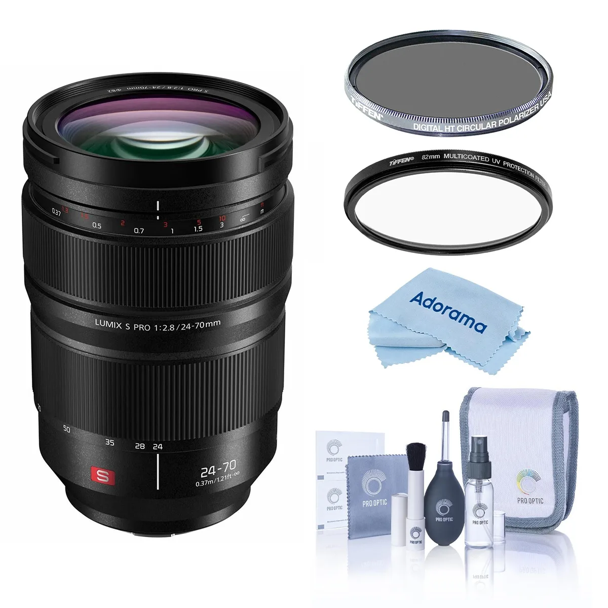 Panasonic Panasonic Lumix S Pro 24-70mm f/2.8 L-mount lens bundle with Tiffen 82mm UV CPL filters — product photo