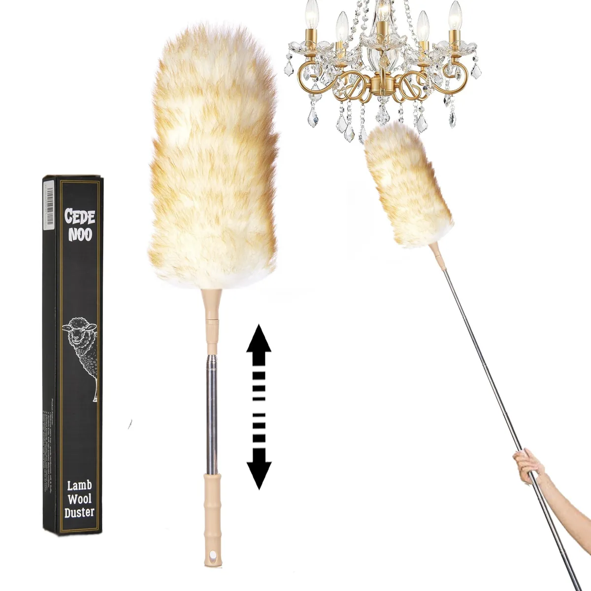 Extendable lambswool duster with flexible head, 22 to 55 inches
