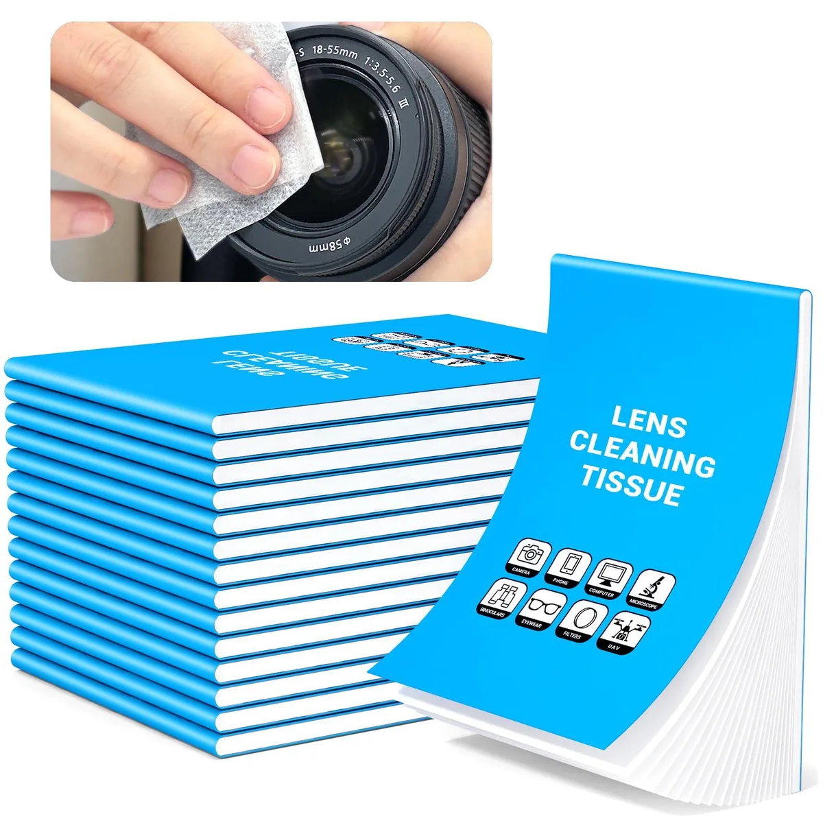 Booklet of 700 lint-free lens cleaning tissue sheets