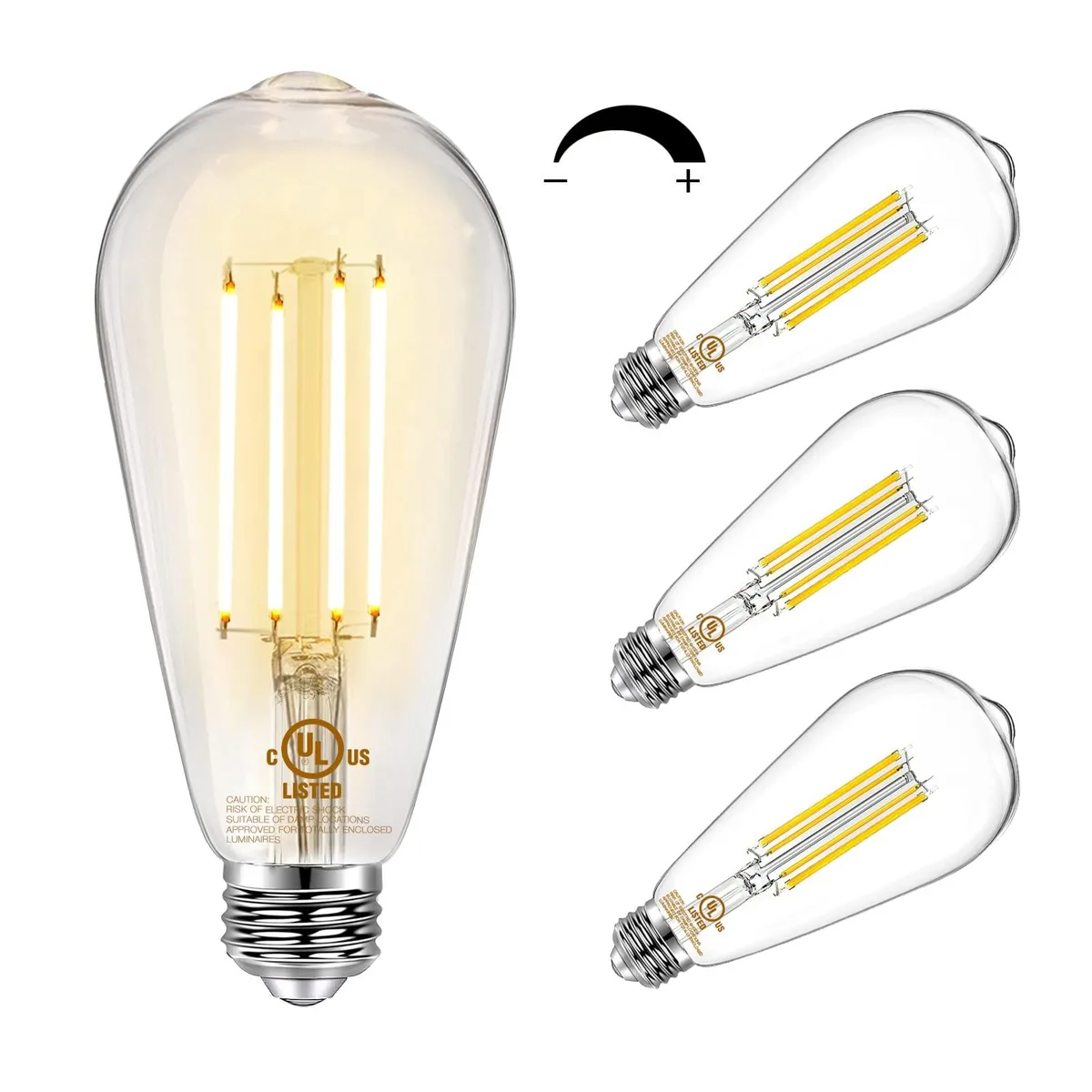  DAYBETTER 4 Pack ST58 Edison LED Bulbs E26 60W 800LM 2700K Dimmable — product photo