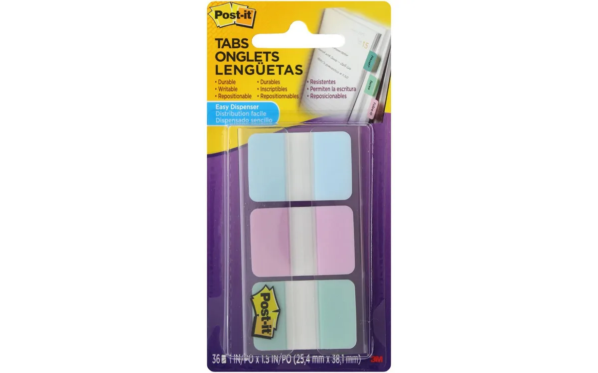 Pack of 12 Post-it flags, 1 by 1.5 inches, assorted pastel colours