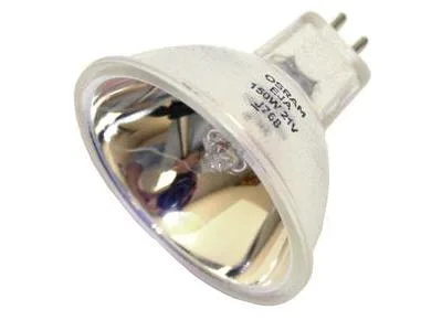 Small MR16 halogen capsule with GX5.3 bi-pin base, clear glass envelope