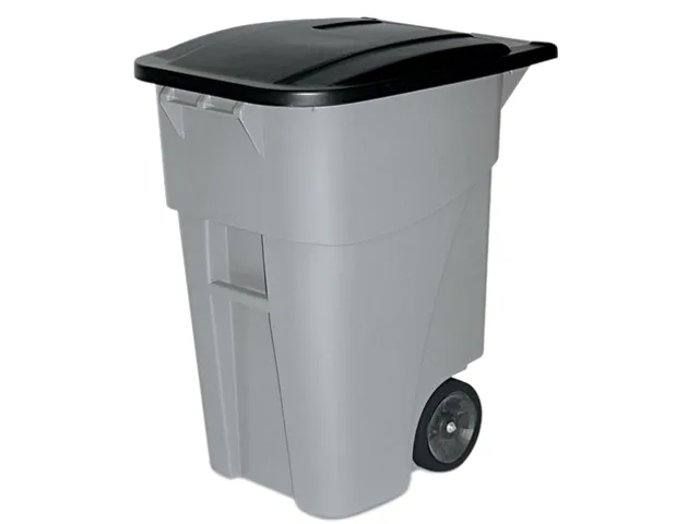 Rubbermaid Commercial Rubbermaid Commercial 9W27GY Brute Rollout Container Square Plastic 50 gal Gray cleaning — product photo