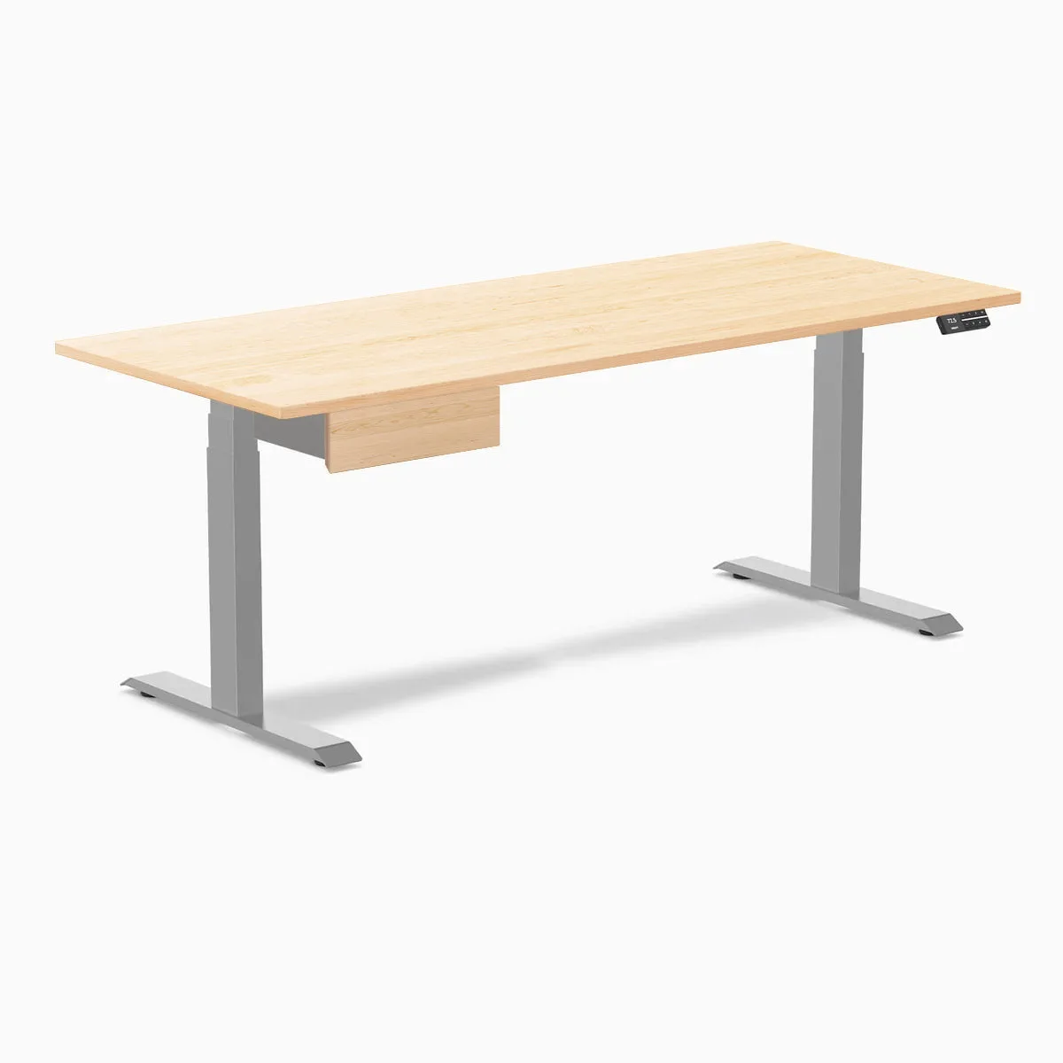 Desky Desky Dual Hardwood Standing Desk With Drawer Maple 72 x 30 in Gray — product photo