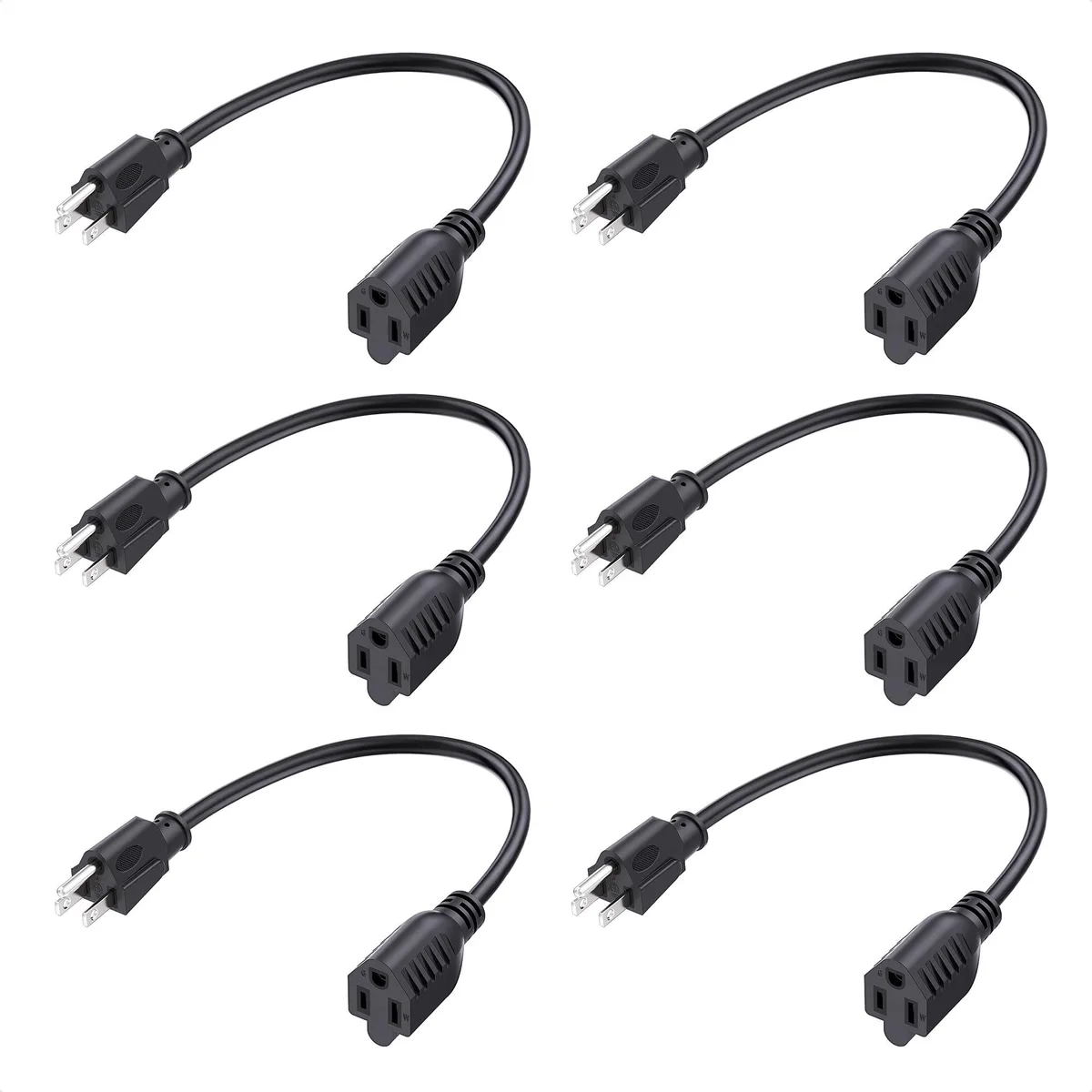 Cable Matters 400001-1x6 16 AWG 13A 1ft Power Extension Cord 6-Pack — product photo