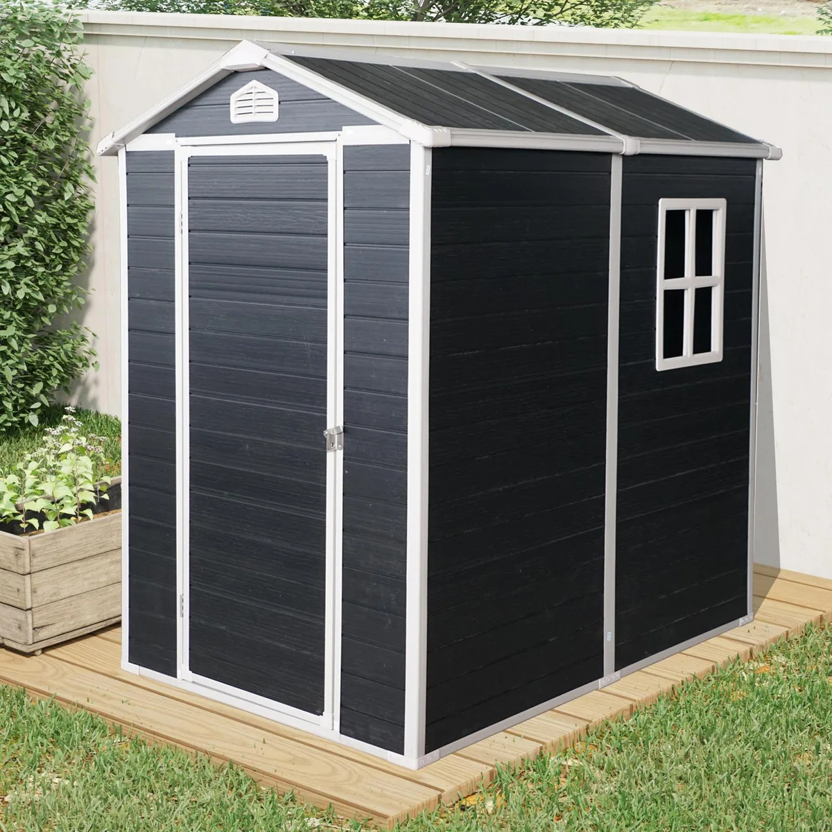 tuphen tuphen 4 ft x 6 ft Outdoor Storage Shed with Floor Black — product photo
