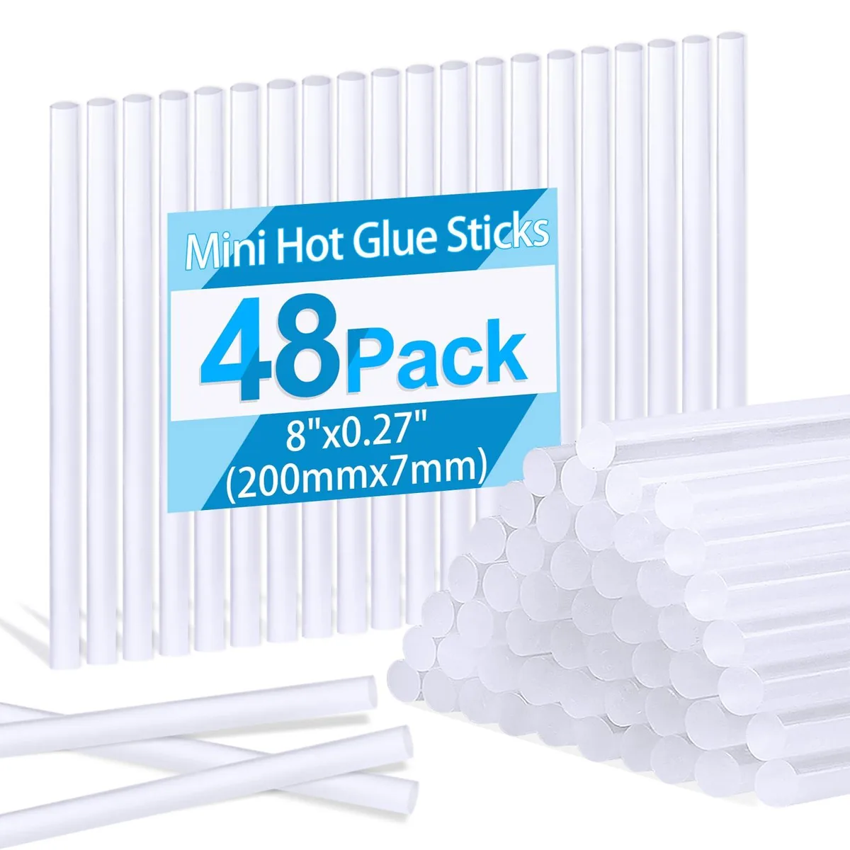  Phinus 16RRJB0001 Hot Glue Sticks 48 Pack 8" x 0.27" Clear EVA — product photo