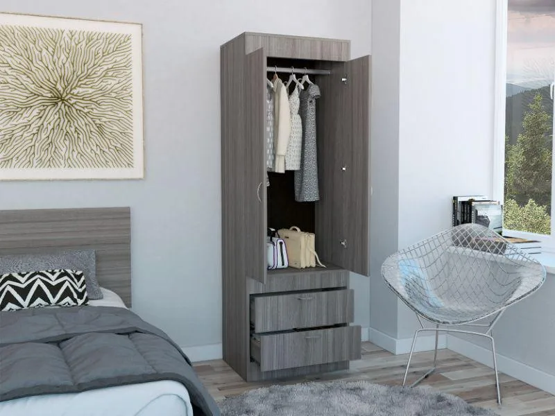 FM FURNITURE FM FURNITURE Alabama Armoire Bedroom Set 2 Drawers 2 Doors Light Gray 71"H — product photo