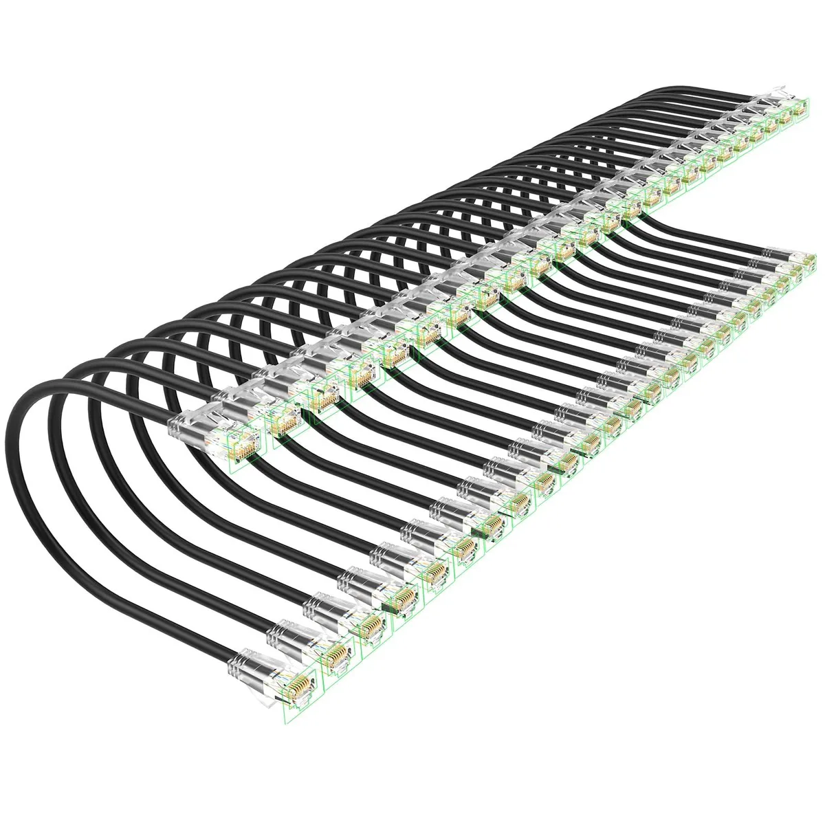 Xcftaud Cat 6A Ethernet Cable 3 ft 24-Pack Black 28AWG 10Gbps 550MHz — product photo
